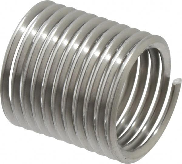 Recoil - 7/16-20 UNF, 0.656" OAL, Free Running Helical Insert - 10-5/8 Free Coils, Tanged, Stainless Steel, 1-1/2D Insert Length - Exact Industrial Supply