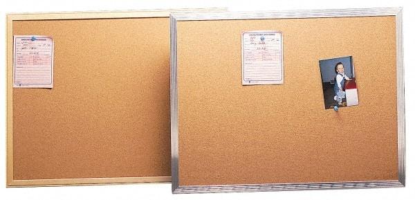 UNIVERSAL - 36" Wide x 24" High Open Cork Bulletin Board - Aluminum Frame, Natural Tan - A1 Tooling