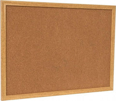 UNIVERSAL - 24" Wide x 18" High Open Cork Bulletin Board - Wood Frame, Natural Tan - A1 Tooling