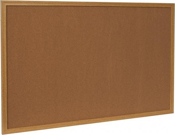 UNIVERSAL - 36" Wide x 24" High Open Cork Bulletin Board - Wood Frame, Natural Tan - A1 Tooling