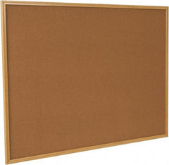 UNIVERSAL - 48" Wide x 36" High Open Cork Bulletin Board - Wood Frame, Natural Tan - A1 Tooling