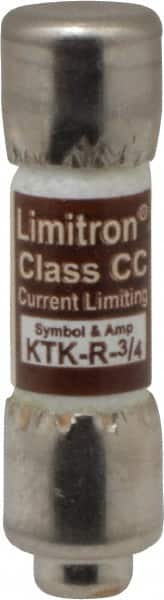 Cooper Bussmann - 600 VAC, 0.75 Amp, Fast-Acting General Purpose Fuse - Fuse Holder Mount, 1-1/2" OAL, 200 at AC (RMS) kA Rating, 13/32" Diam - A1 Tooling