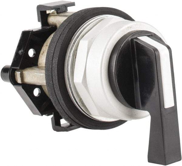 Eaton Cutler-Hammer - 30-1/2mm Mount Hole, 2 Position, Lever Operated, Selector Switch Only - Black, Maintained (MA) - Momentary (MO), Nonilluminated, Oil and Watertight - A1 Tooling