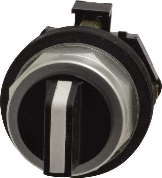 Eaton Cutler-Hammer - 30-1/2mm Mount Hole, 3 Position, Knob Operated, Selector Switch Only - Black, Momentary (MO) - Maintained (MA) - Momentary (MO), Nonilluminated, Oil and Watertight - A1 Tooling