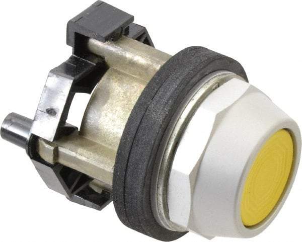 Eaton Cutler-Hammer - 30-1/2mm Mount Hole, Flush, Pushbutton Switch - Yellow Pushbutton, Nonilluminated, Momentary (MO) - A1 Tooling