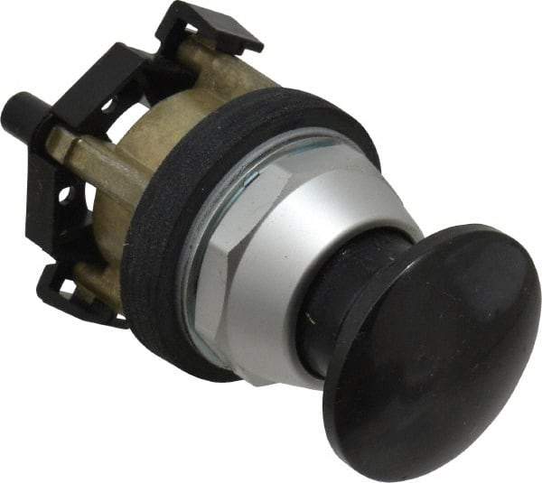 Eaton Cutler-Hammer - 30.5mm Mount Hole, 3035mm Extended Mushroom Head, Pushbutton Switch Only - Round, Black Pushbutton, Nonilluminated, Momentary (MO), Corrosion Resistant, Oiltight & Watertight - A1 Tooling