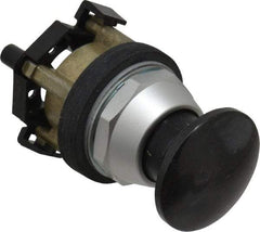 Eaton Cutler-Hammer - 30.5mm Mount Hole, 3035mm Extended Mushroom Head, Pushbutton Switch Only - Round, Black Pushbutton, Nonilluminated, Momentary (MO), Corrosion Resistant, Oiltight & Watertight - A1 Tooling