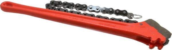 Ridgid - 2-1/2" Max Pipe Capacity, 20-1/4" Long, Chain Wrench - 5" Actual OD, 18" Handle Length - A1 Tooling