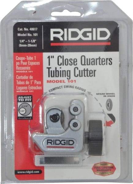 Ridgid - 1/4" to 1-1/8" Pipe Capacity, Mini Tube Cutter - Cuts Copper, Aluminum, Brass, Plastic - A1 Tooling