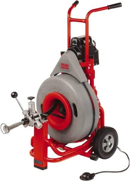 Ridgid - Electric Battery Drain Cleaning Machine - For 3" to 10" Pipe, 0.4286" x 100' Cable, 200 Max RPM - A1 Tooling