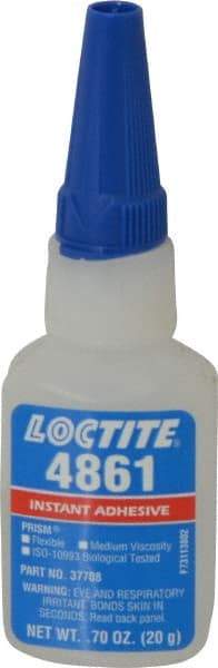 Loctite - 0.70 oz Bottle Clear Instant Adhesive - Series 4861, 20 sec Fixture Time, 24 hr Full Cure Time, Bonds to Metal & Plastic - A1 Tooling