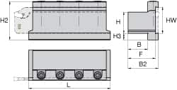 Kennametal - Tool Block Style A2TZN, 32mm Blade Height, 110mm OAL, 48mm OAH, Indexable Cutoff Blade Tool Block - 32mm Shank Height, 25mm Shank Width, Reversible, Series A2 Cut-Off - A1 Tooling