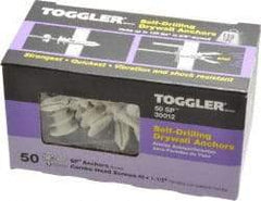 Toggler - #6 to 10 Screw, 5/16" Diam, 1-5/8" Long, 3/8 to 5/8" Thick, Self Drilling Drywall & Hollow Wall Anchor - Thermoplastic Alloy, Use in Drywall - A1 Tooling