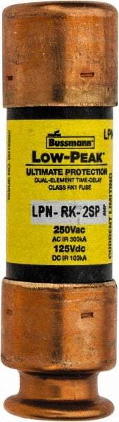 Cooper Bussmann - 125 VDC, 250 VAC, 2 Amp, Time Delay General Purpose Fuse - Fuse Holder Mount, 50.8mm OAL, 100 at DC, 300 at AC (RMS) kA Rating, 9/16" Diam - A1 Tooling