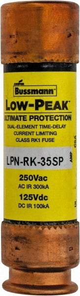 Cooper Bussmann - 125 VDC, 250 VAC, 35 Amp, Time Delay General Purpose Fuse - Bolt-on Mount, 76.2mm OAL, 100 at DC, 300 at AC (RMS) kA Rating, 13/16" Diam - A1 Tooling