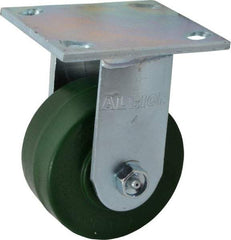 Albion - 4" Diam x 2" Wide x 5-5/8" OAH Top Plate Mount Rigid Caster - Polyurethane, 1,000 Lb Capacity, Precision Sealed Bearing, 4 x 4-1/2" Plate - A1 Tooling