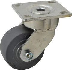 Albion - 4" Diam x 2" Wide x 5-5/8" OAH Top Plate Mount Swivel Caster - Soft Rubber, 350 Lb Capacity, Roller Bearing, 4 x 4-1/2" Plate - A1 Tooling