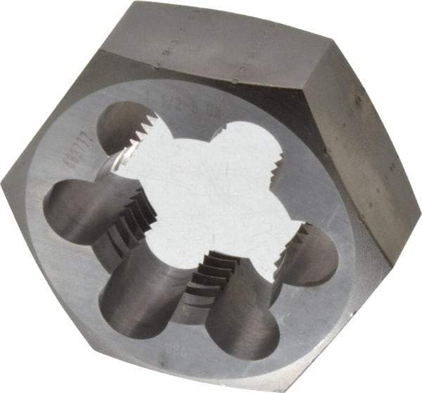 Made in USA - 1-1/2 - 8 UNS Thread, 2-9/16" Hex, Right Hand Thread, Hex Rethreading Die - Carbon Steel, 1" Thick - Exact Industrial Supply