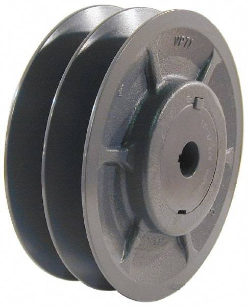 Browning - 1/2" Inside Diam x 3.35" Outside Diam, 2 Groove, Variable Pitched Sheave - Belt Sections 3L, 4L, A, 5L & B, 3" Sheave Thickness, 1-3/8 to 2" Face Width - A1 Tooling