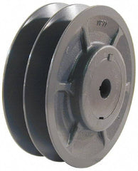 Browning - 1/2" Inside Diam x 3.35" Outside Diam, 2 Groove, Variable Pitched Sheave - Belt Sections 3L, 4L, A, 5L & B, 3" Sheave Thickness, 1-3/8 to 2" Face Width - A1 Tooling