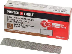 Porter-Cable - 18 Gauge 1" Long Brad Nails for Power Nailers - Grade 2 Steel, Galvanized Finish, Smooth Shank, Straight Stick Collation, Brad Head, Chisel Point - A1 Tooling