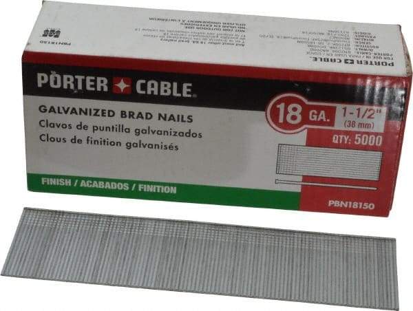 Porter-Cable - 18 Gauge 1-1/2" Long Brad Nails for Power Nailers - Grade 2 Steel, Galvanized Finish, Smooth Shank, Straight Stick Collation, Brad Head, Chisel Point - A1 Tooling