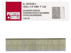 Porter-Cable - 1-1/4" Long x 1/4" Wide, 18 Gauge Narrow Crown Construction Staple - Grade 2 Steel, Galvanized Finish - A1 Tooling