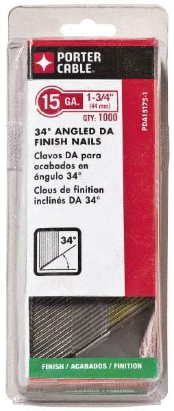 Porter-Cable - 18 Gauge 1-3/4" Long Finishing Nails for Power Nailers - Grade 2 Steel, Bright Finish, Angled Stick Collation, Chisel Point - A1 Tooling