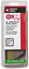 Porter-Cable - 15 Gauge 2" Long Finishing Nails for Power Nailers - Grade 2 Steel, Bright Finish, Angled Stick Collation, Chisel Point - A1 Tooling