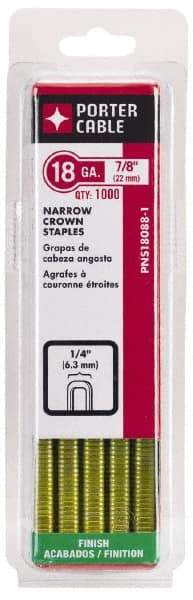 Porter-Cable - 3/4" Long x 1/4" Wide, 18 Gauge Narrow Crown Construction Staple - Grade 2 Steel, Galvanized Finish - A1 Tooling