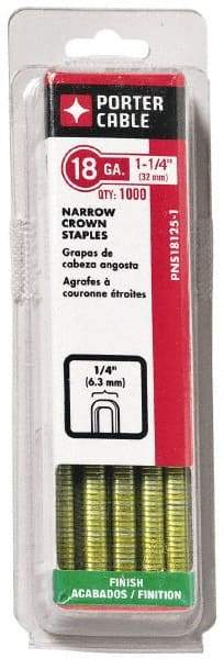 Porter-Cable - 7/8" Long x 1/4" Wide, 18 Gauge Narrow Crown Construction Staple - Grade 2 Steel, Galvanized Finish - A1 Tooling