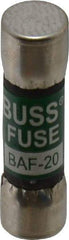 Cooper Bussmann - 250 VAC, 20 Amp, Fast-Acting General Purpose Fuse - Fuse Holder Mount, 1-1/2" OAL, 10 at 125 V kA Rating, 13/32" Diam - A1 Tooling