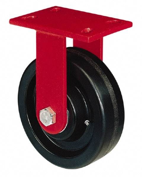 Hamilton - 6" Diam x 2" Wide x 7-3/4" OAH Top Plate Mount Rigid Caster - Phenolic, 1,200 Lb Capacity, Roller Bearing, 4-1/2 x 6-1/2" Plate - A1 Tooling