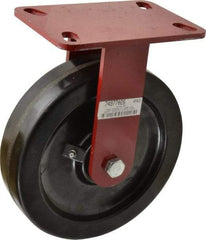 Hamilton - 8" Diam x 2" Wide x 9-3/4" OAH Top Plate Mount Rigid Caster - Phenolic, 1,400 Lb Capacity, Roller Bearing, 4-1/2 x 6-1/2" Plate - A1 Tooling