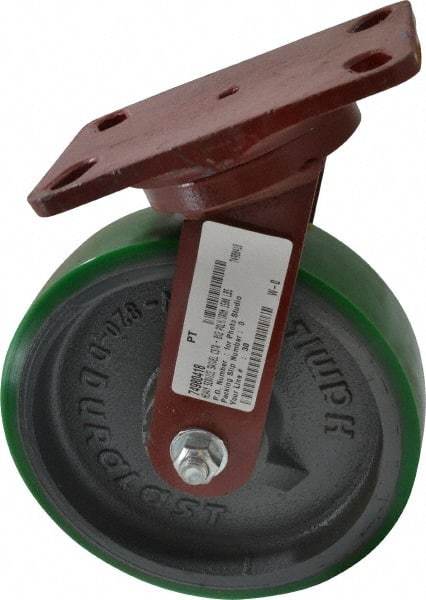 Hamilton - 8" Diam x 2" Wide x 9-3/4" OAH Top Plate Mount Swivel Caster - Polyurethane, 1,500 Lb Capacity, Precision Sealed Bearing, 4-1/2 x 6-1/2" Plate - A1 Tooling