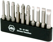 10 Piece - Slotted 3.0; 4.5; 5.5; 6.5mm; Phillips 1; 2; 3 and Square 1; 2; 3 - Power Bit Belt Pack With Holder - A1 Tooling