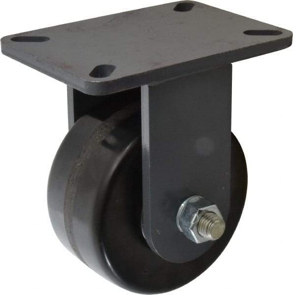 Hamilton - 6" Diam x 3" Wide x 8" OAH Top Plate Mount Rigid Caster - Phenolic, 2,000 Lb Capacity, Roller Bearing, 5-1/4 x 7-1/4" Plate - A1 Tooling