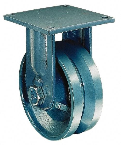 Hamilton - 6" Diam x 3" Wide x 10" OAH Top Plate Mount Rigid Caster - Forged Steel, 12,000 Lb Capacity, Tapered Bearing, 8-1/2 x 8-1/2" Plate - A1 Tooling