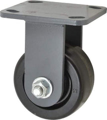 Hamilton - 4" Diam x 2" Wide x 5-5/8" OAH Top Plate Mount Rigid Caster - Phenolic, 800 Lb Capacity, Roller Bearing, 4 x 4-1/2" Plate - A1 Tooling