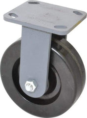 Hamilton - 6" Diam x 2" Wide x 7-1/2" OAH Top Plate Mount Rigid Caster - Phenolic, 1,200 Lb Capacity, Roller Bearing, 4 x 4-1/2" Plate - A1 Tooling