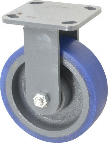 Hamilton - 6" Diam x 2" Wide x 7-1/2" OAH Top Plate Mount Rigid Caster - Polyurethane, 960 Lb Capacity, Precision Sealed Bearing, 4 x 4-1/2" Plate - A1 Tooling