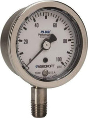 Ashcroft - 2-1/2" Dial, 1/4 Thread, 0-100 Scale Range, Pressure Gauge - Lower Connection Mount, Accurate to 3-2-3% of Scale - A1 Tooling