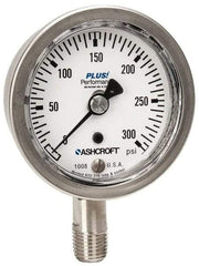 Ashcroft - 2-1/2" Dial, 1/4 Thread, 0-300 Scale Range, Pressure Gauge - Lower Connection Mount, Accurate to 3-2-3% of Scale - A1 Tooling