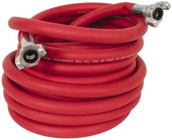 Parker - 3/4" ID x 1-7/64" OD 50' Long Jackhammer Hose - Universal Style Coupling Ends, 200 Working psi, -40 to 212°F, Red - A1 Tooling