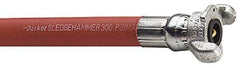 Parker - 3/4" ID x 1-5/32" OD 50' Long Sledgehammer Hose - Universal Style Coupling Ends, 300 Working psi, -40 to 212°F, Red - A1 Tooling