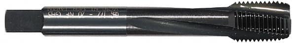 OSG - 7/16-20 UNF 3 Flute Modified Bottoming Spiral Flute Tap - Powdered Metal, Oxide Finish, 3-5/32" OAL, Right Hand Flute, Right Hand Thread, H3 - Exact Industrial Supply