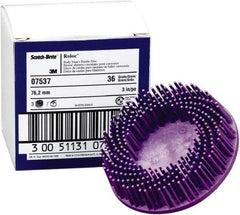 3M - 3" 36 Grit Ceramic Straight Disc Brush - Very Coarse Grade, Type R Quick Change Connector, 3/4" Trim Length, 0.37" Arbor Hole - A1 Tooling