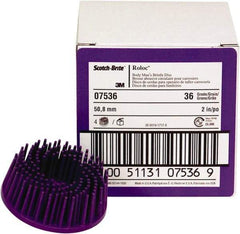 3M - 2" 36 Grit Ceramic Straight Disc Brush - Very Coarse Grade, Type R Quick Change Connector, 3/4" Trim Length, 0.37" Arbor Hole - A1 Tooling