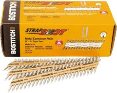 Stanley Bostitch - 16 Gauge 0.0598" Shank Diam 1-1/2" Long Metal Connecting Nails for Power Nailers - Steel, Bright Finish, Smooth Shank, Angled Stick Paper Tape Collation, Round Head - A1 Tooling