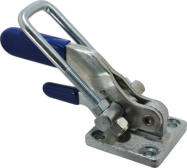 Gibraltar - 4,000 Lb Capacity, Horizontal, U Hook, Flanged Base, Carbon Steel Pull Action Latch Clamp - 3-1/2" Drawing Movement, 10.19" OAL, Threaded U Hook, Straight Handle - A1 Tooling